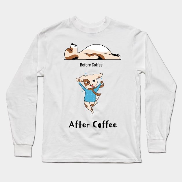 Before Coffee and After Coffee Effects Long Sleeve T-Shirt by Chaiyat